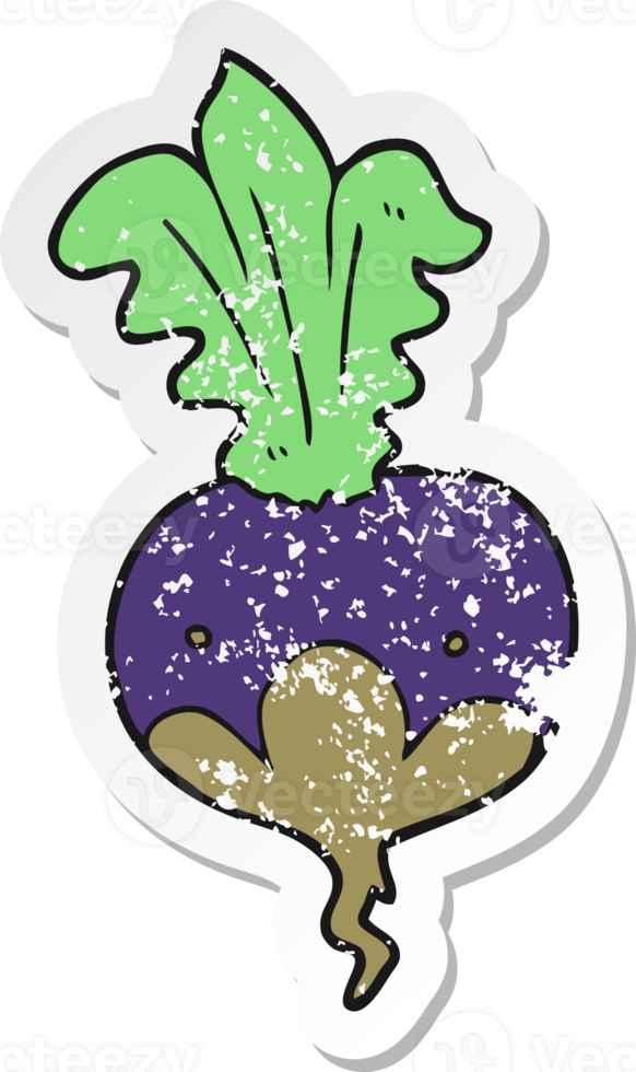 retro distressed sticker of a cartoon beet png