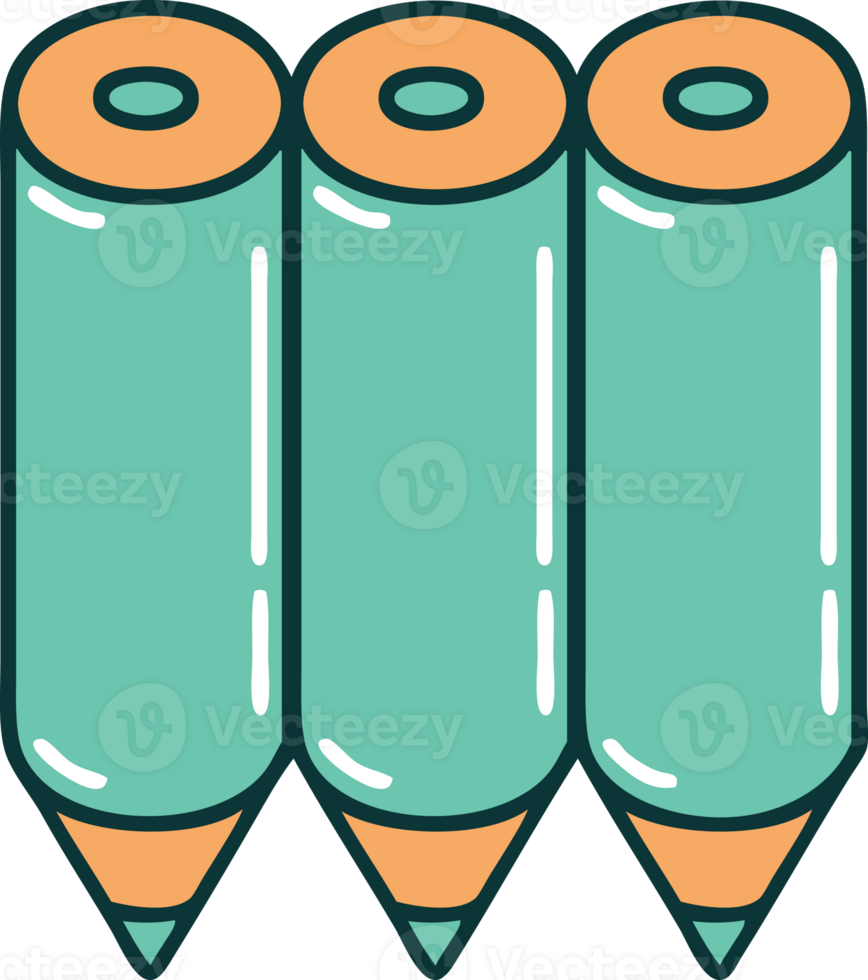 iconic tattoo style image of a coloring pencils png