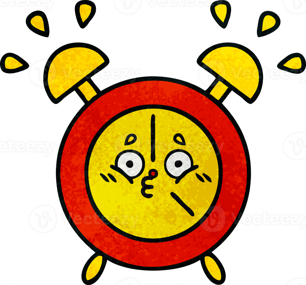 retro grunge texture cartoon of a alarm clock png