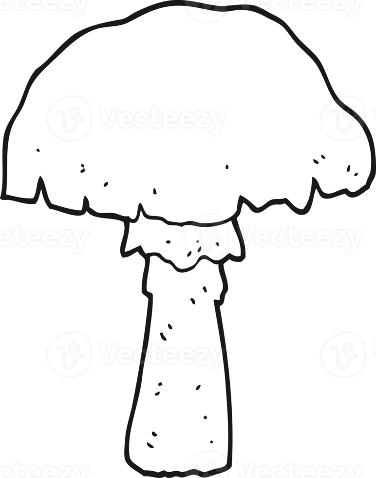 hand drawn black and white cartoon mushroom png