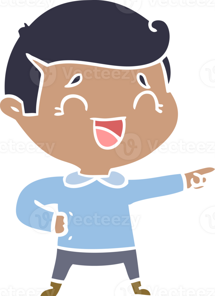 flat color style cartoon laughing man pointing png