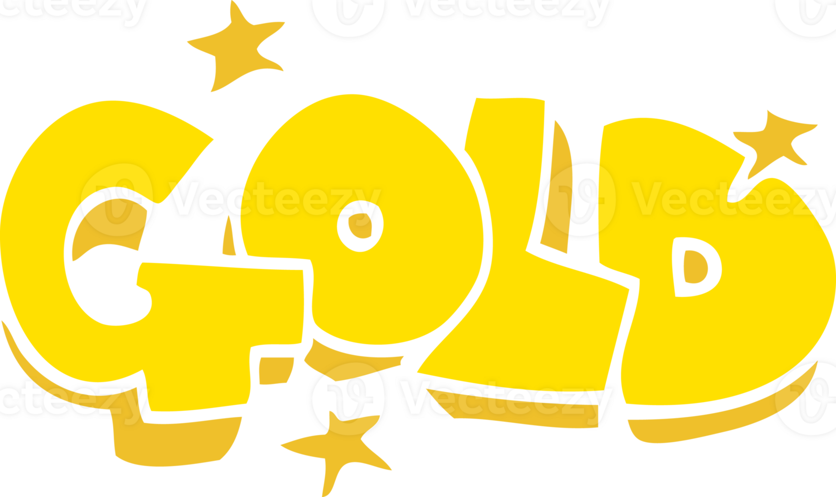 flat color illustration of word gold png
