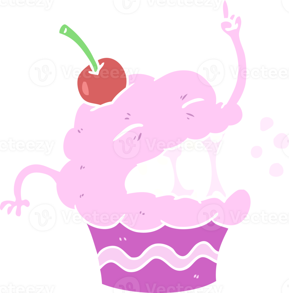flat color style cartoon cupcake png