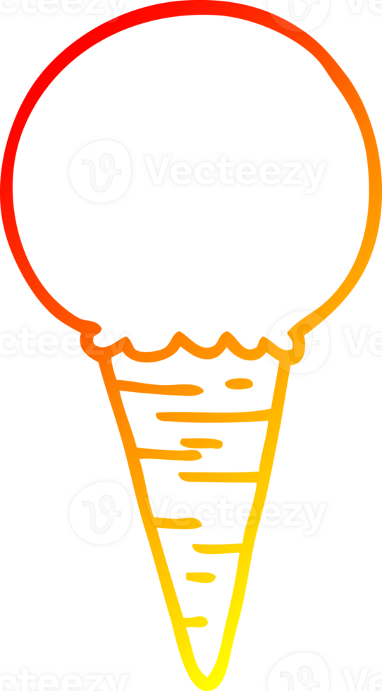 warm gradient line drawing of a cartoon ice cream cone png