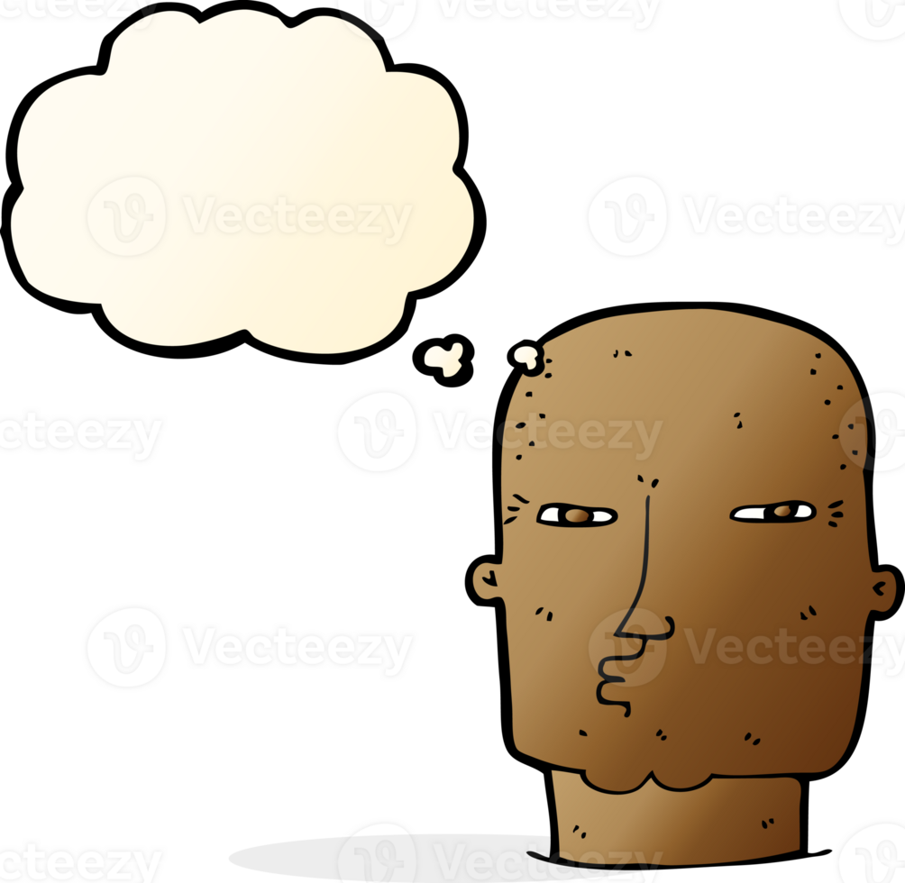 cartoon bald tough guy with thought bubble png
