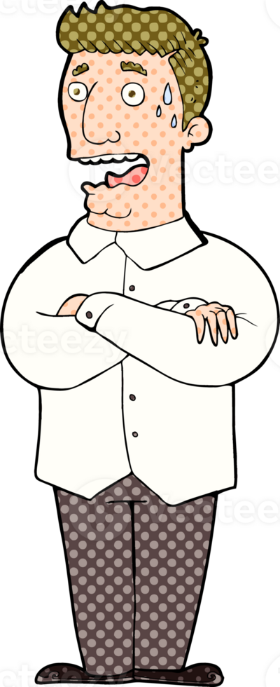 cartoon nervous man sweating png