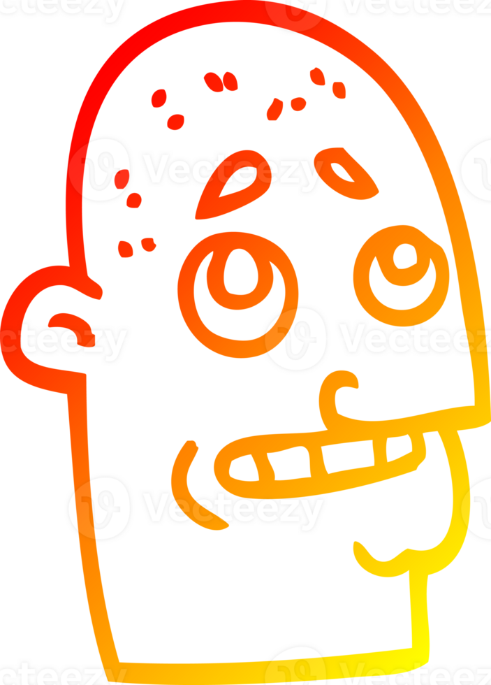 warm gradient line drawing of a cartoon bald man png