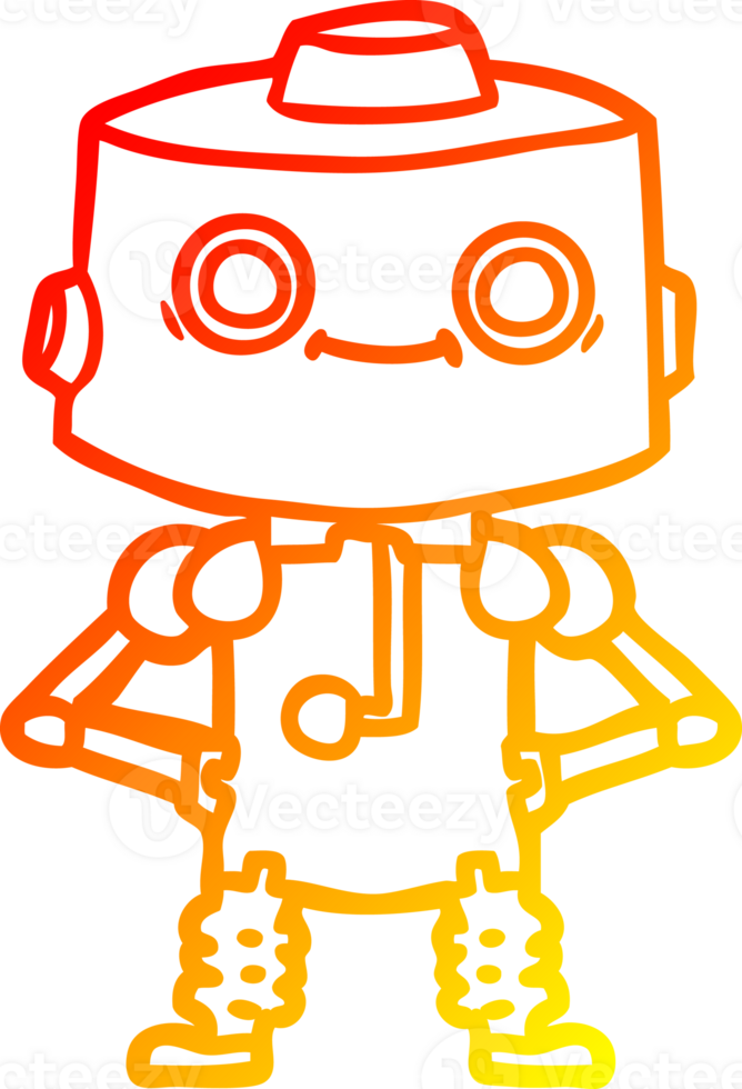 warm gradient line drawing of a cartoon robot png
