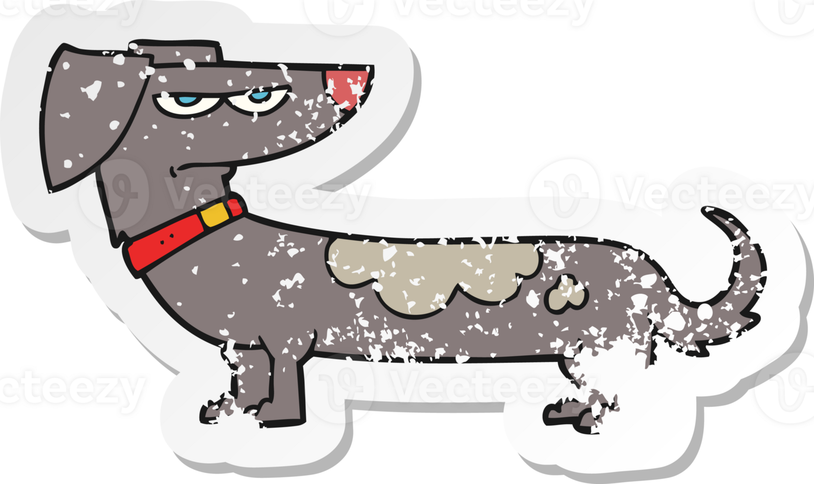 retro distressed sticker of a cartoon annoyed dog png