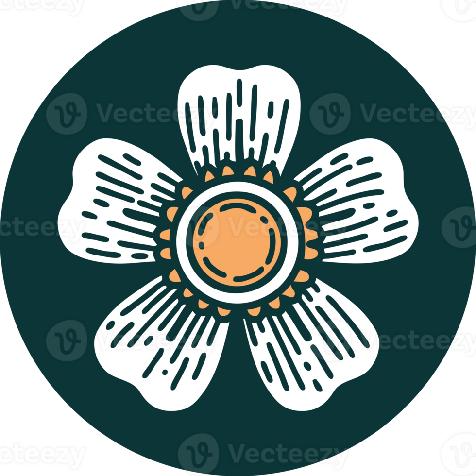 iconic tattoo style image of a flower png