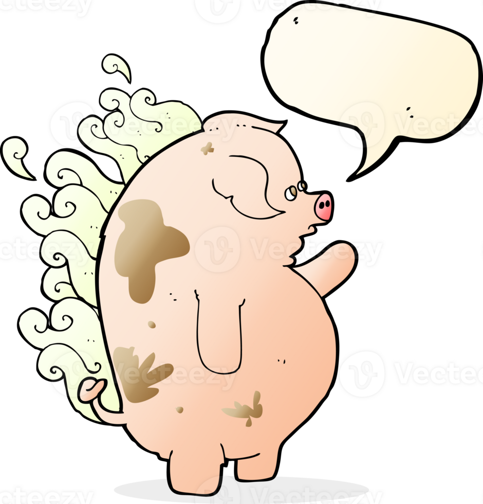 cartoon fat smelly pig with speech bubble png