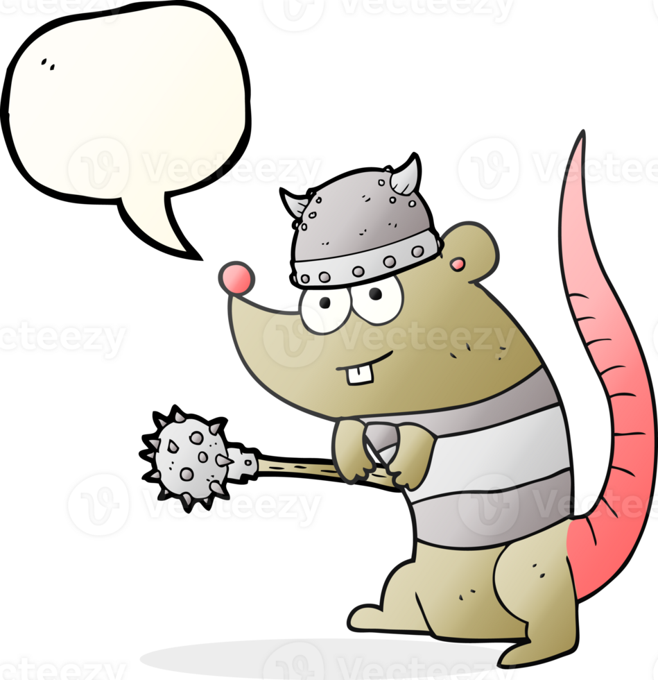 hand drawn speech bubble cartoon rat warrior png