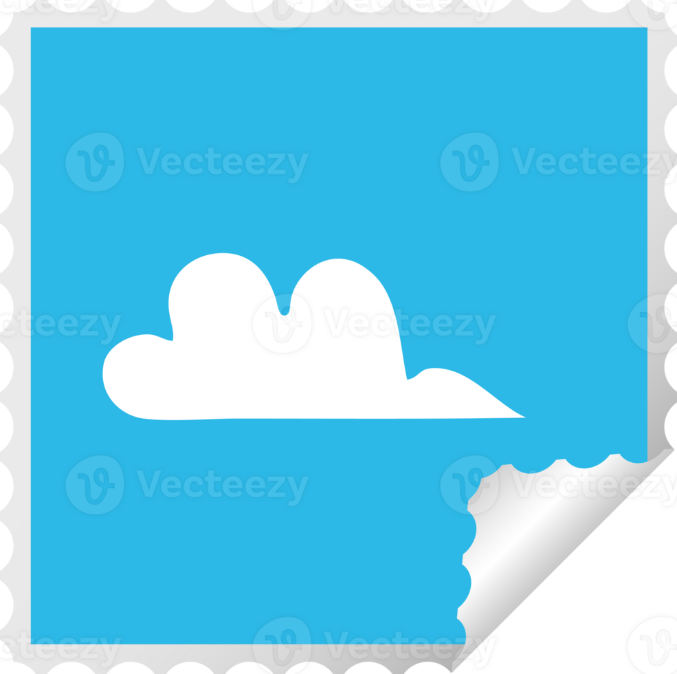square peeling sticker cartoon of a cloud png