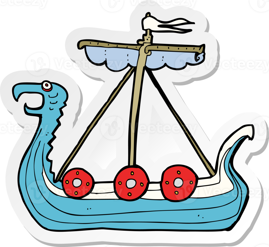 sticker of a cartoon viking ship png