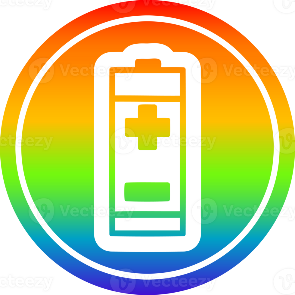 battery circular icon with rainbow gradient finish png