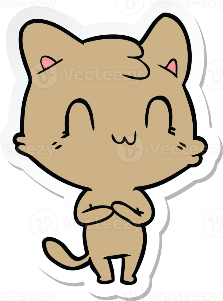 sticker of a cartoon happy cat png