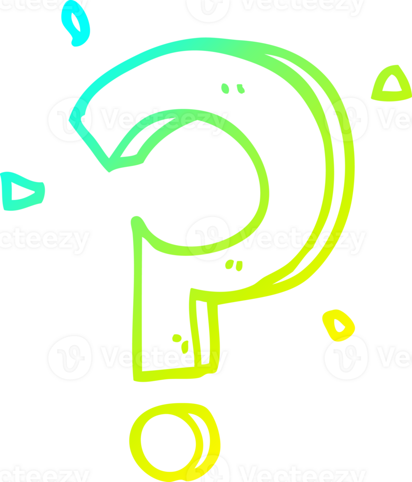 cold gradient line drawing of a cartoon question mark png