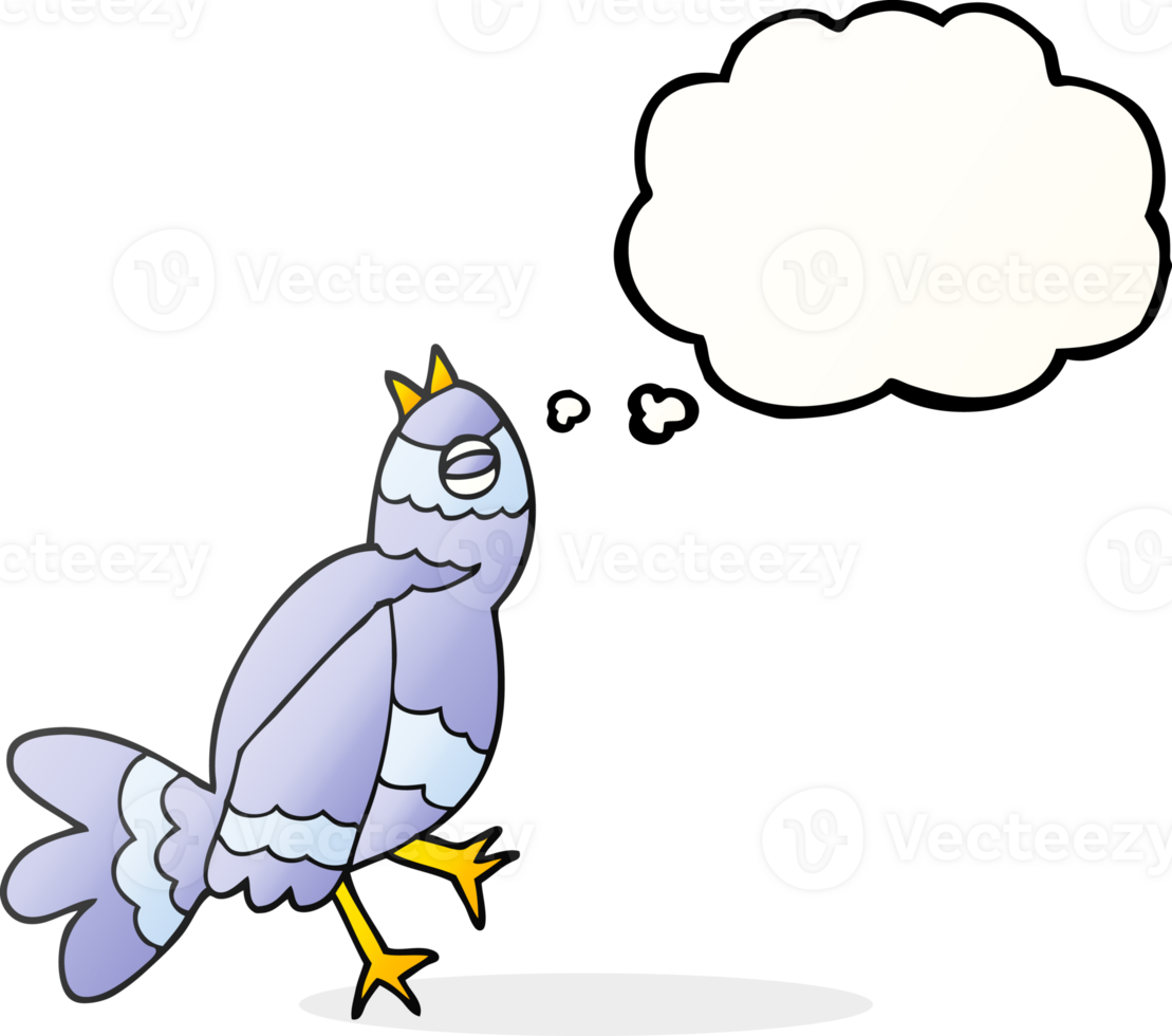 hand drawn thought bubble cartoon bird singing png