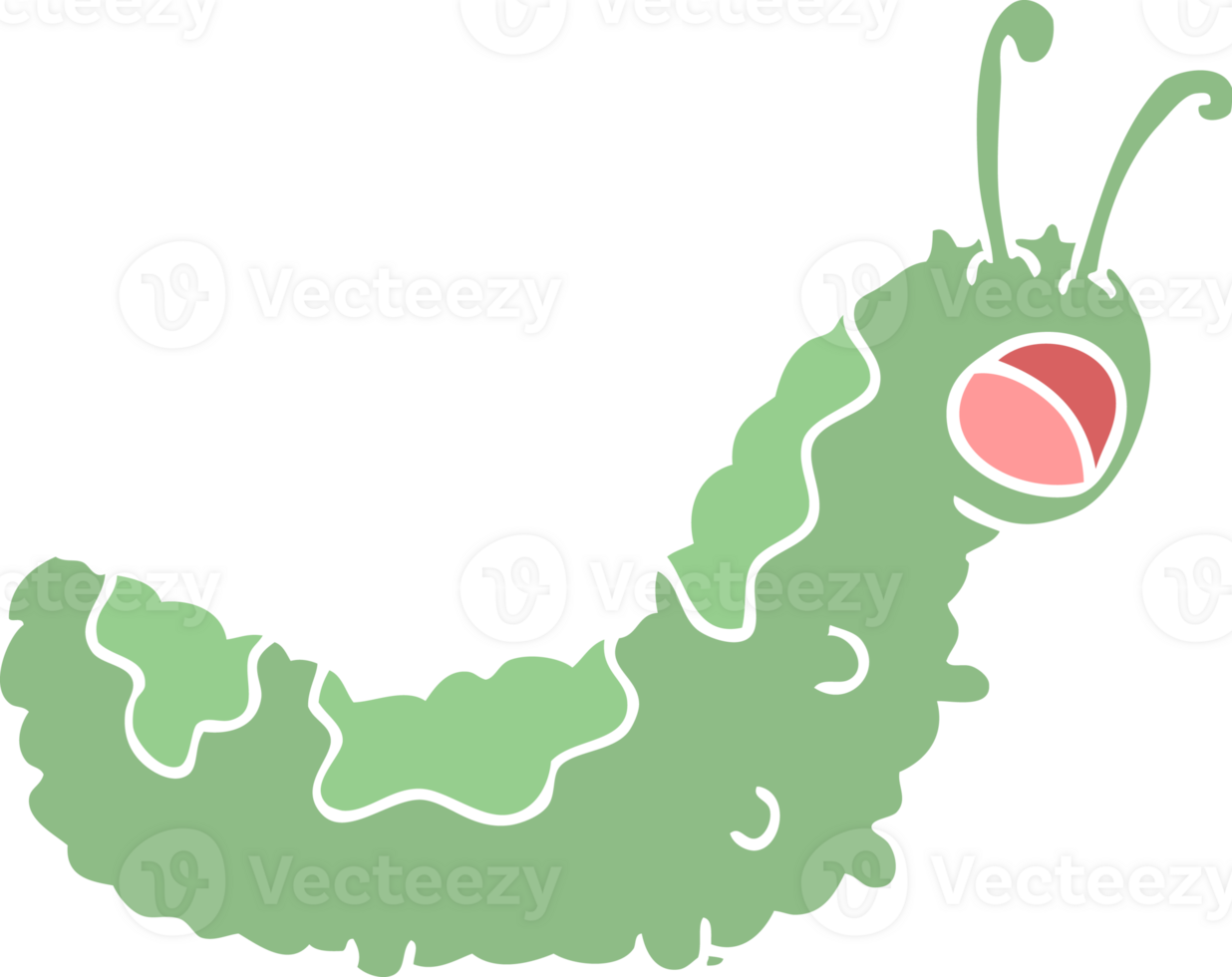 funny flat color style cartoon caterpillar png