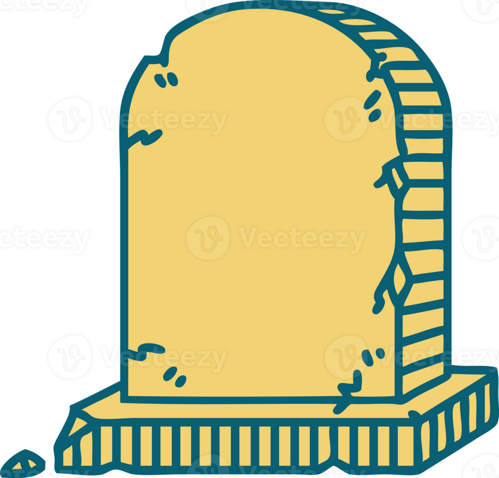 iconic tattoo style image of a grave stone png