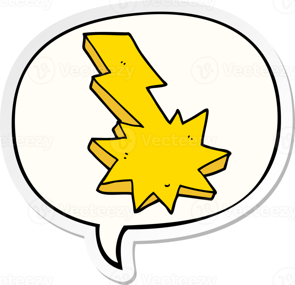 cartoon lightning strike with speech bubble sticker png