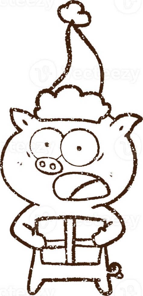 Festive Pig Charcoal Drawing png