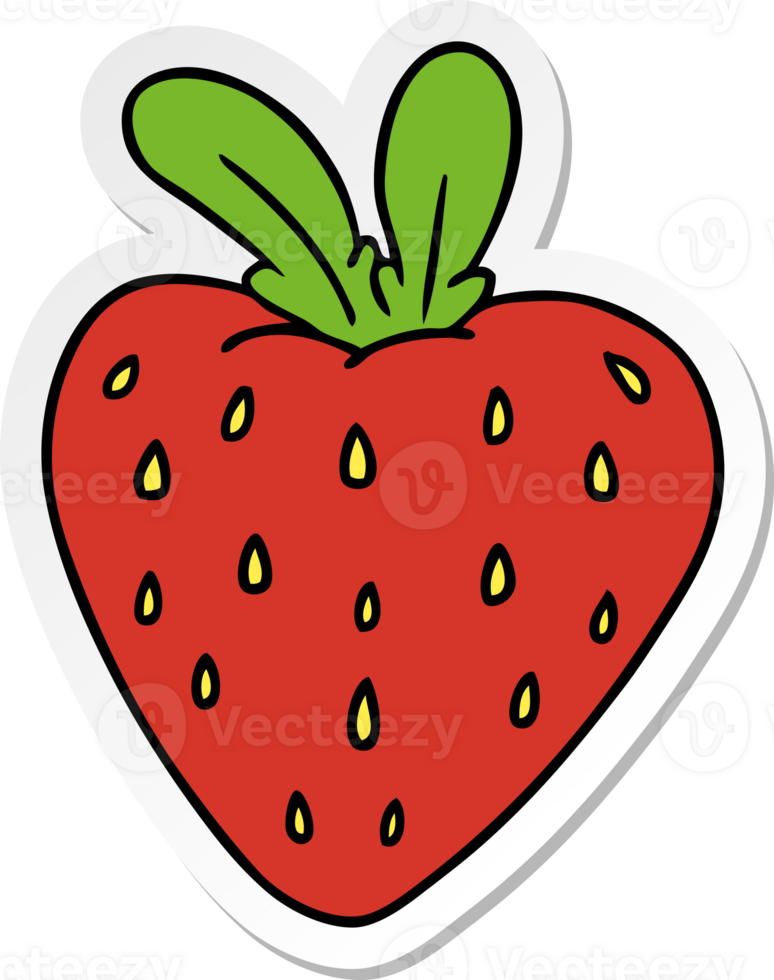 mano disegnato etichetta cartone animato scarabocchio di un' fresco fragola png