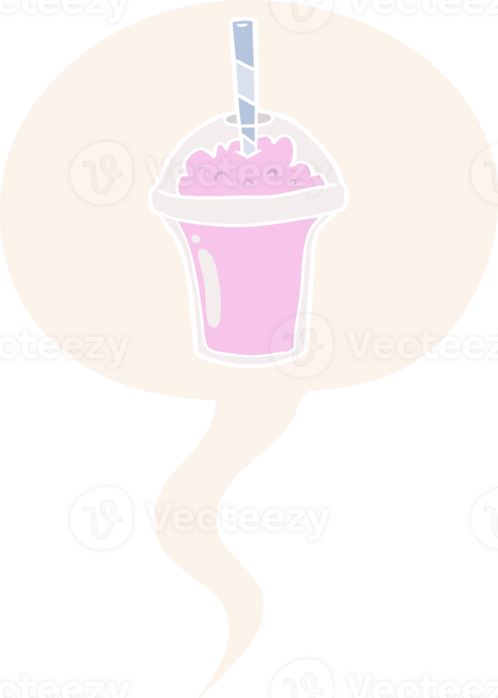 cartoon smoothie with speech bubble in retro style png