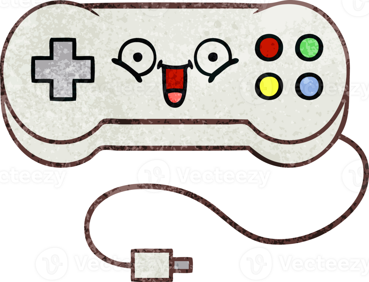 retro grunge texture cartoon of a game controller png