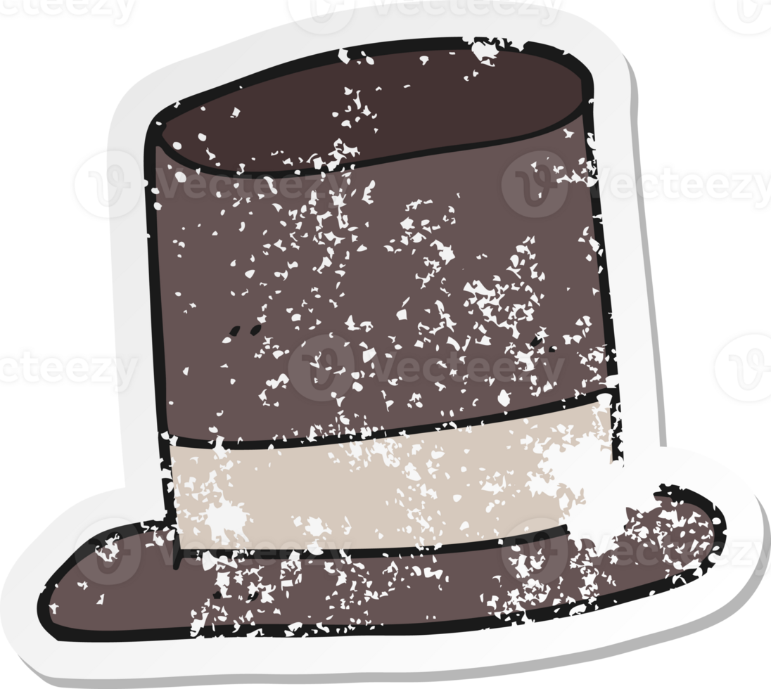 retro distressed sticker of a cartoon top hat png
