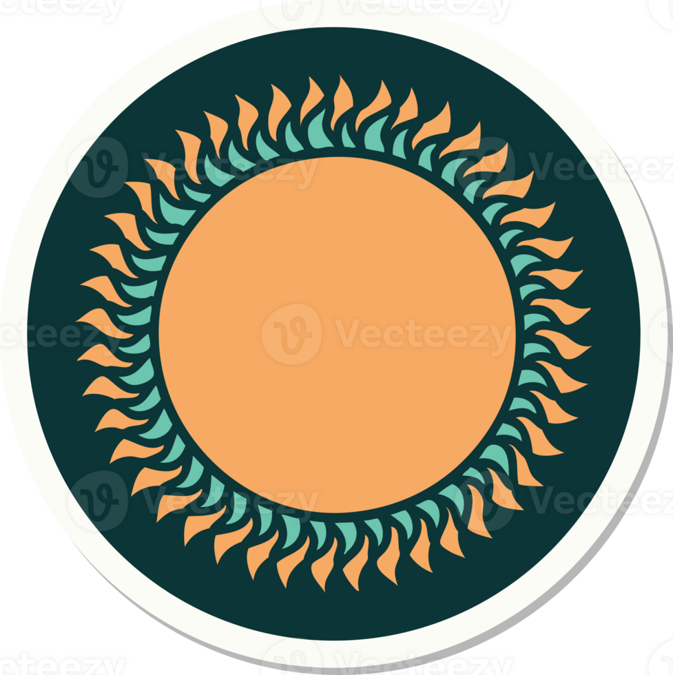 sticker of tattoo in traditional style of a sun png