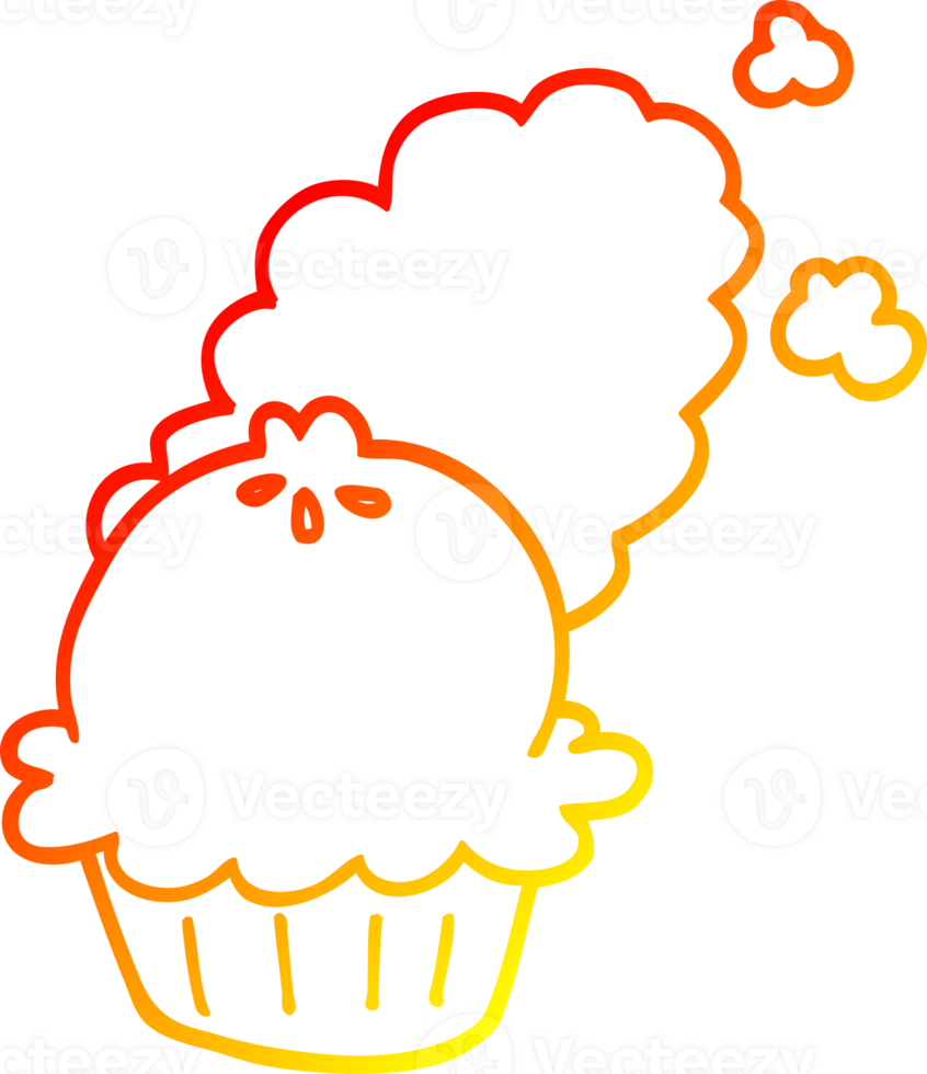 warm gradient line drawing of a cute cartoon pie png