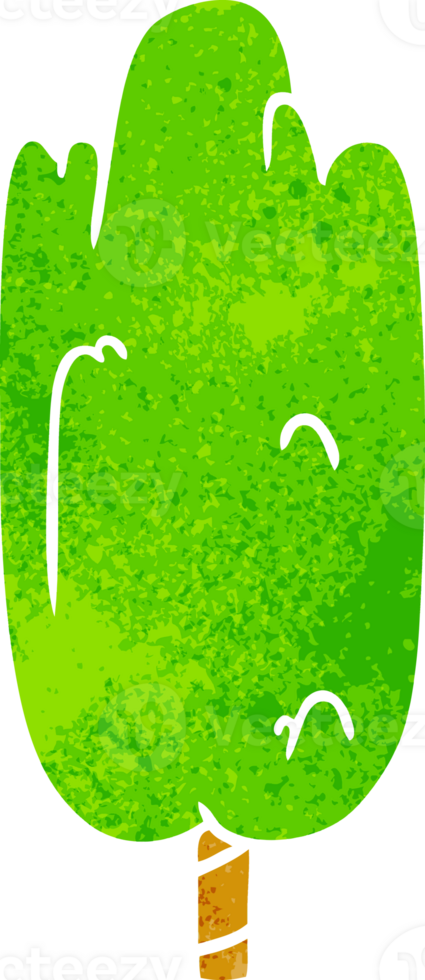 hand drawn retro cartoon doodle single green tree png