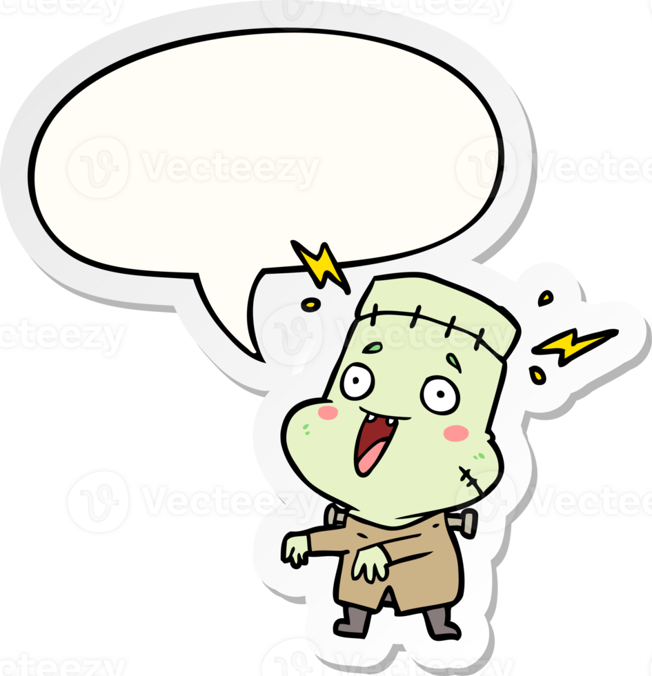 cartoon undead monster creation man with speech bubble sticker png