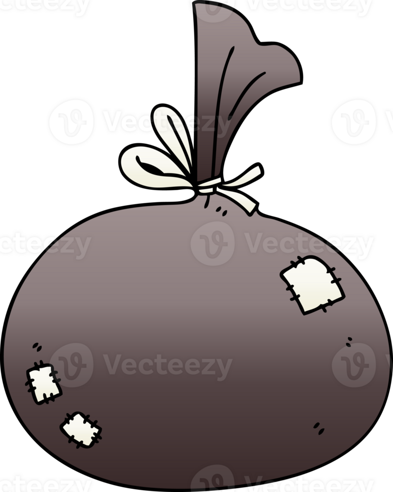 gradient shaded quirky cartoon sack png