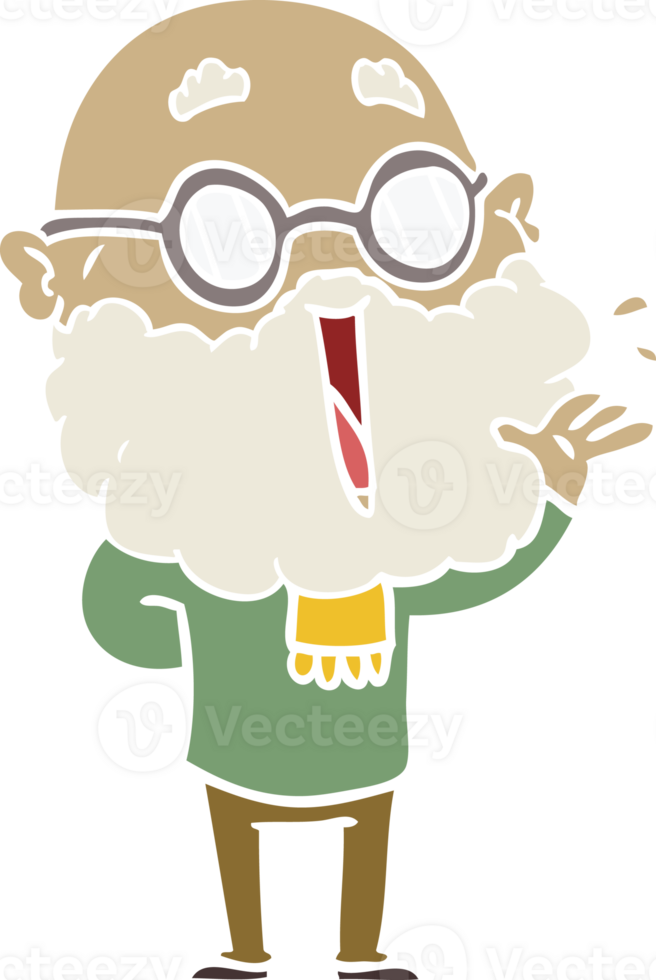 flat color style cartoon joyful man with beard png