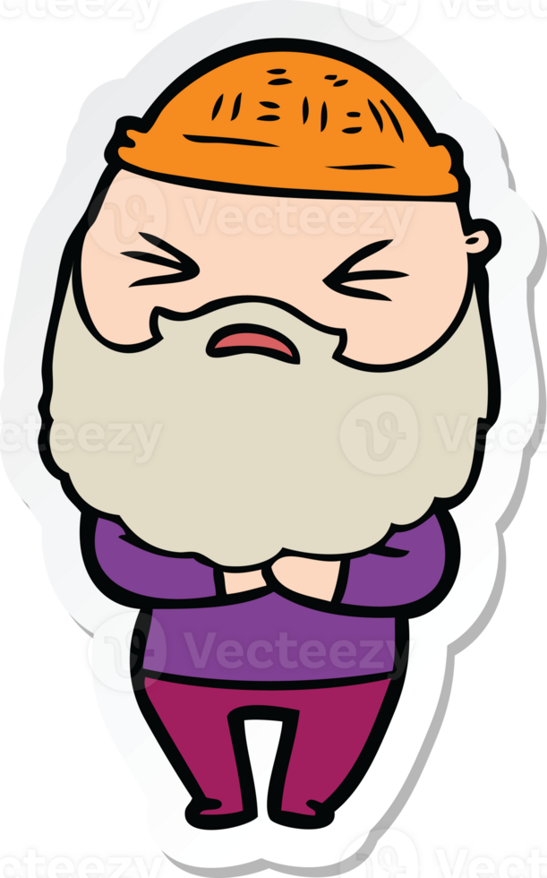 sticker of a cartoon man with beard png