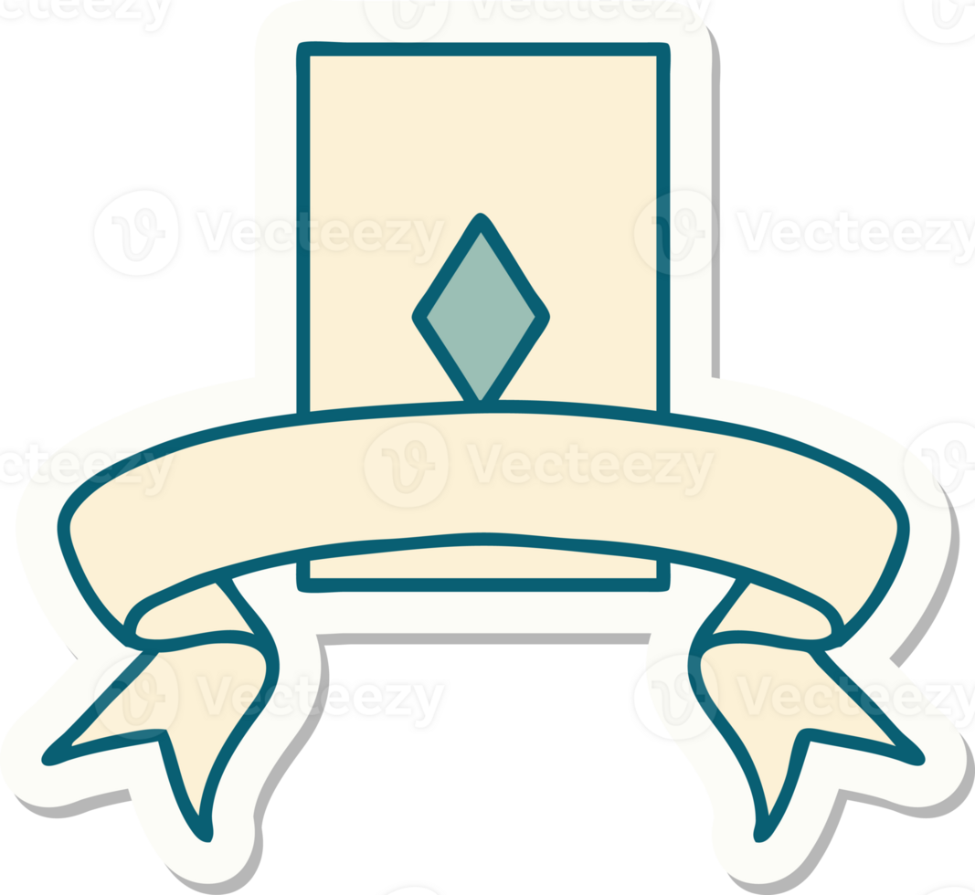 tattoo style sticker with banner of the ace of diamonds png