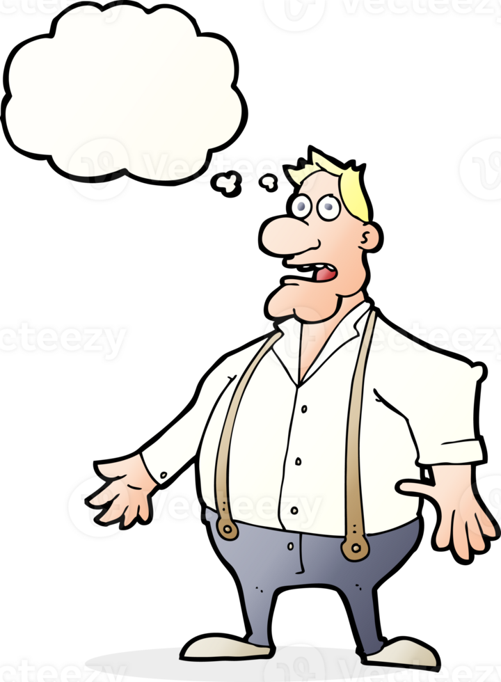 cartoon shocked man with thought bubble png