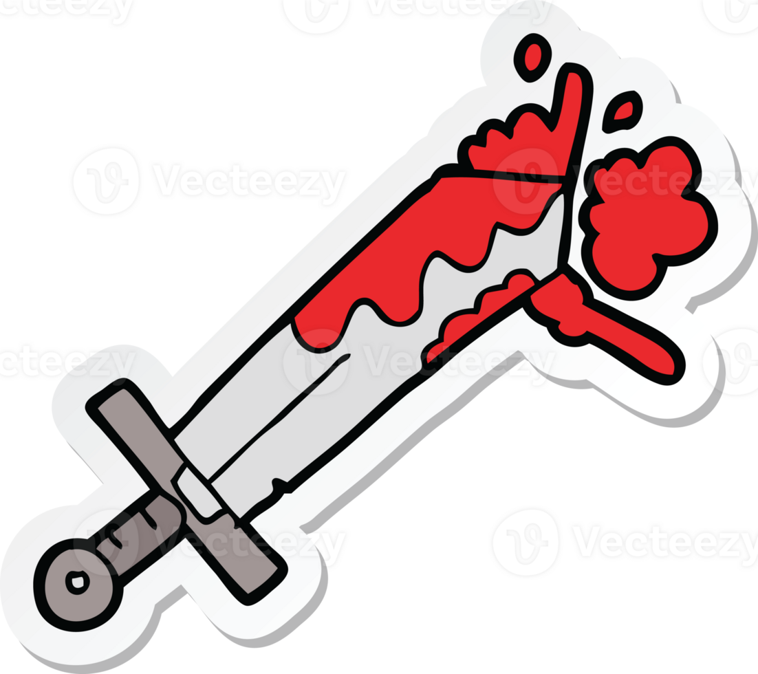 sticker of a bloody cartoon sword png