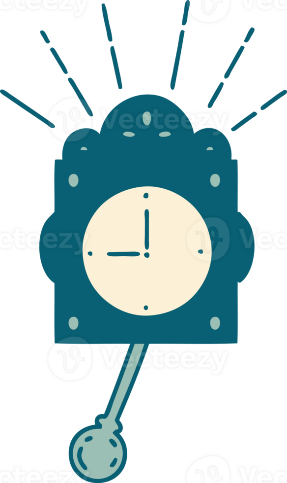 illustration of a traditional tattoo style ticking clock png