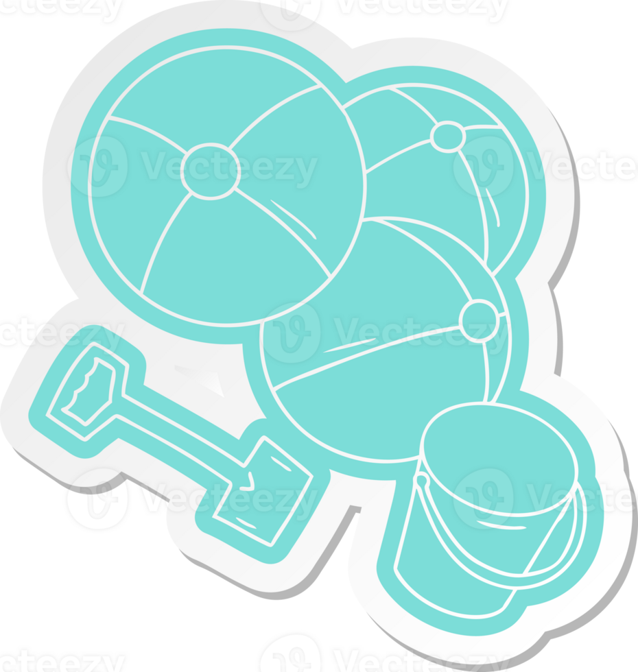 cartoon sticker beach balls with a bucket and spade png
