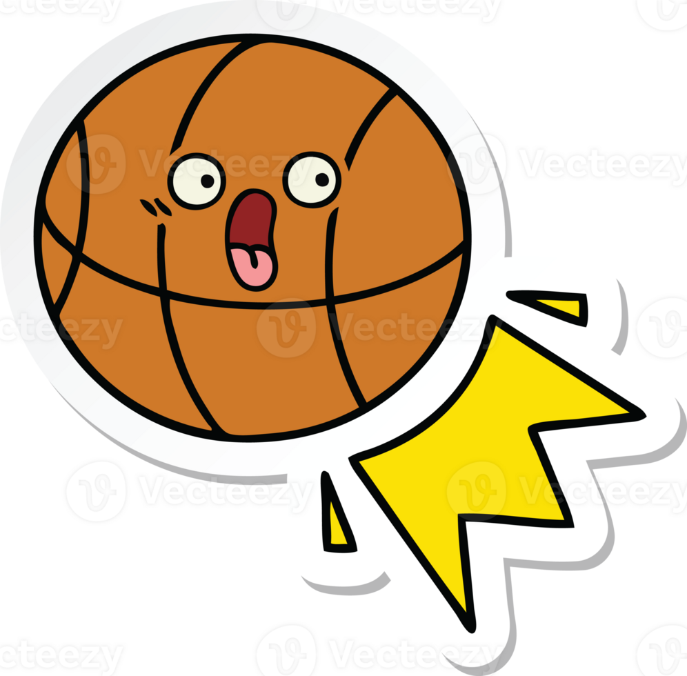 sticker of a cute cartoon basketball png