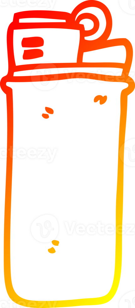 warm gradient line drawing of a cartoon disposable lighter png