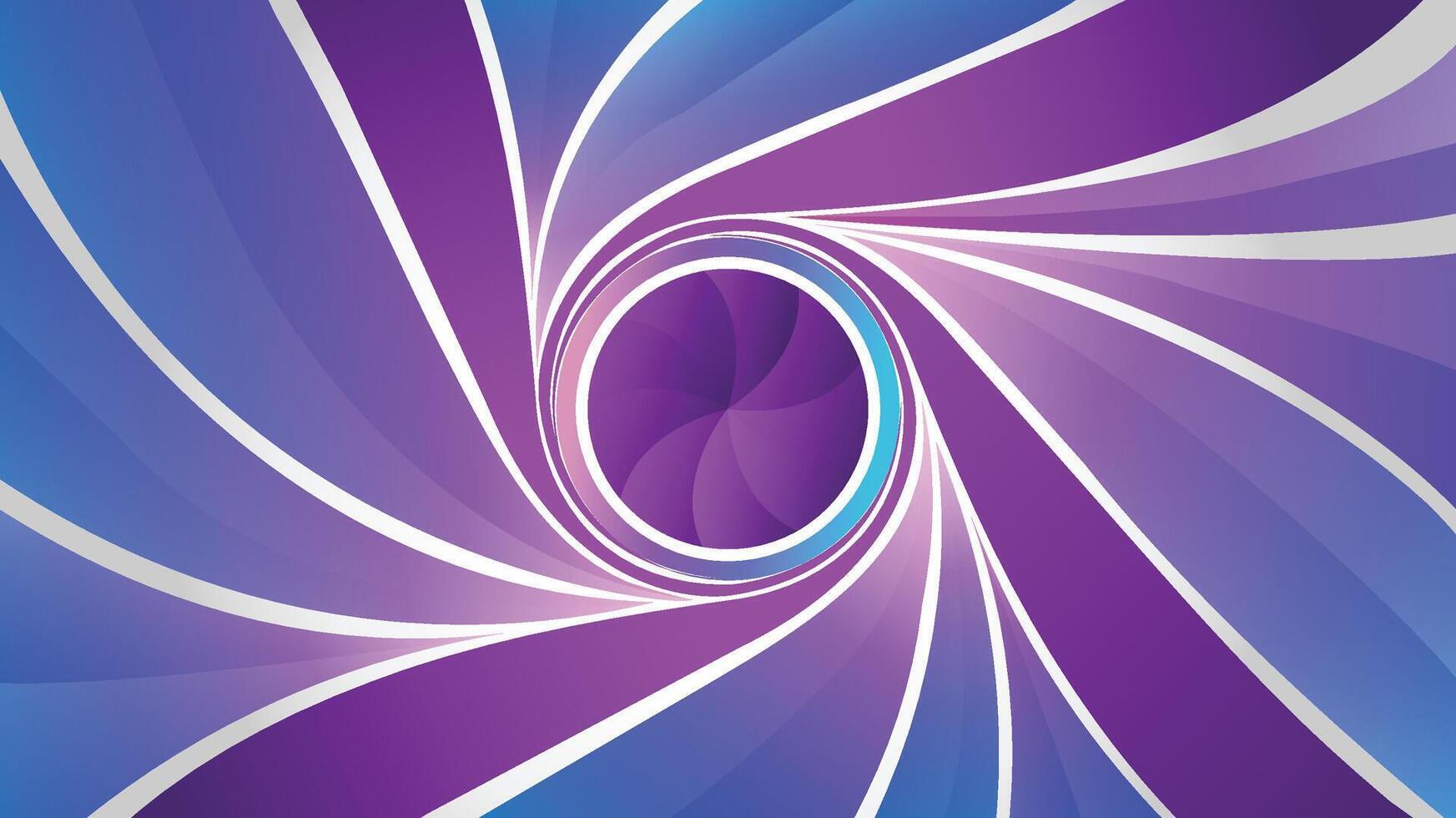 Graphic design art of abstract illusion of spiral with geometric shapes of blue and violet lines, Dynamic shapes composition, Modern Geometric Wallpaper. Futuristic Technology Design vector