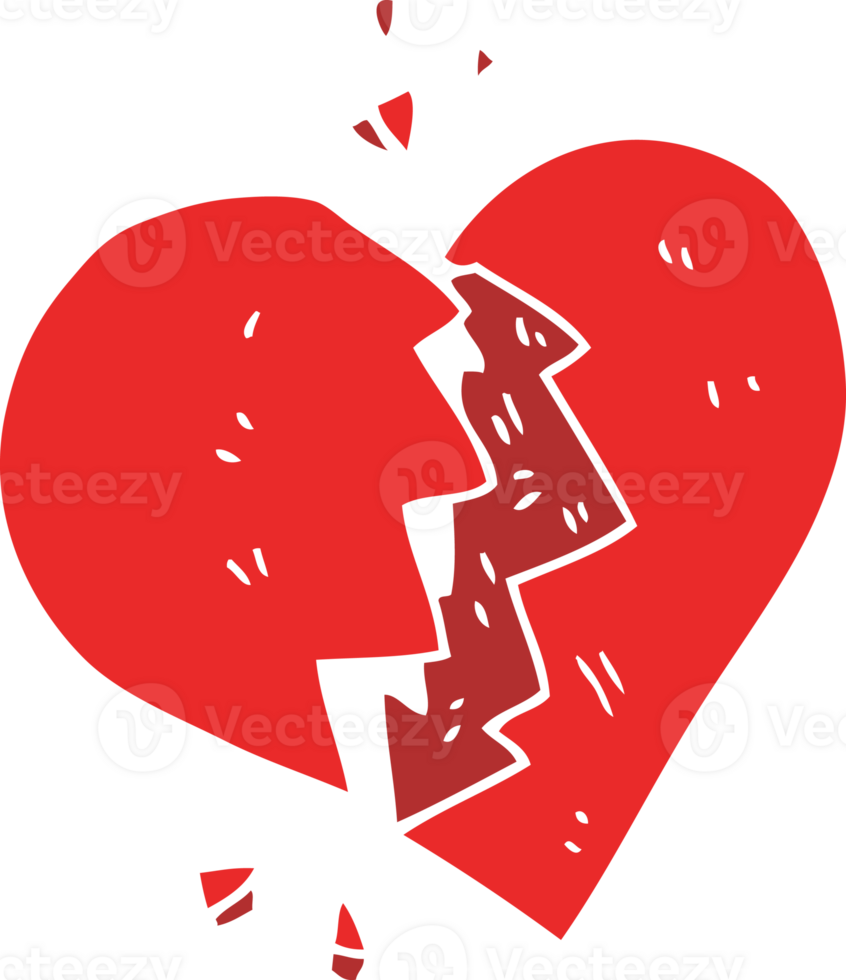 flat color illustration of broken heart png