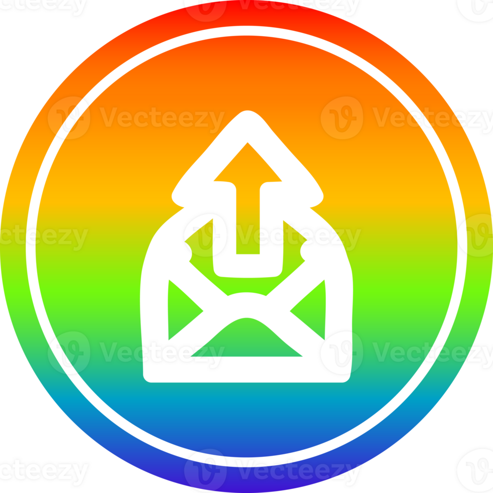 send email circular icon with rainbow gradient finish png