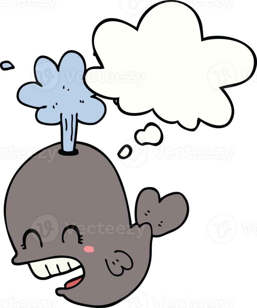 cartoon spouting whale with thought bubble png