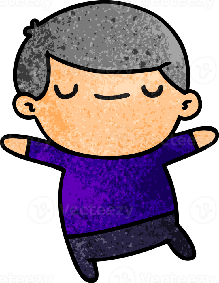 hand drawn textured cartoon of kawaii cute older man png