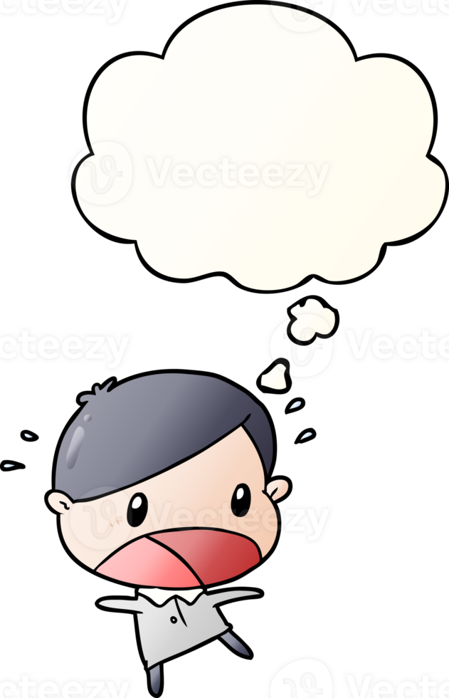 cartoon shocked man with thought bubble in smooth gradient style png